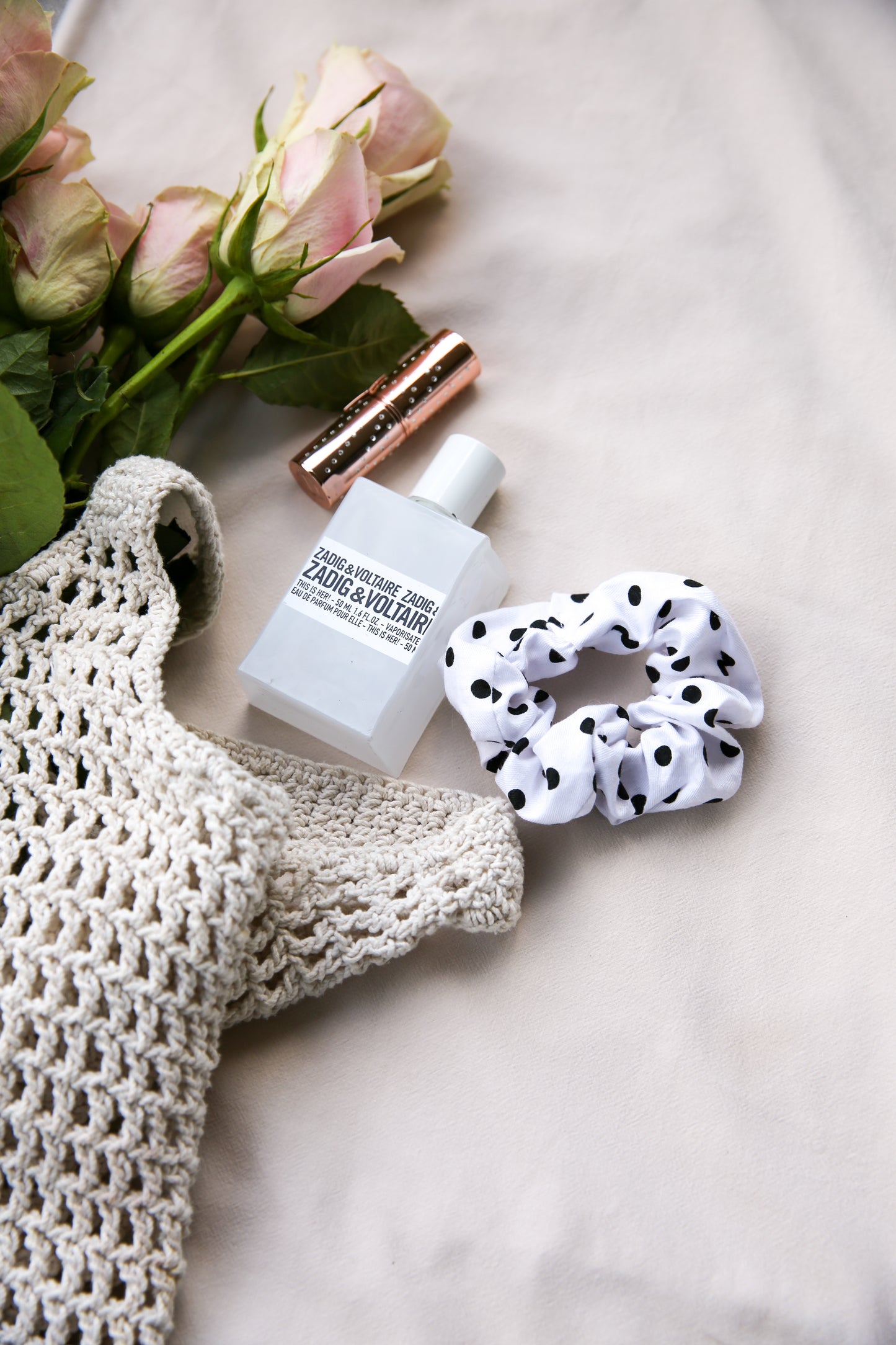 Scrunchie - White Polka Dot