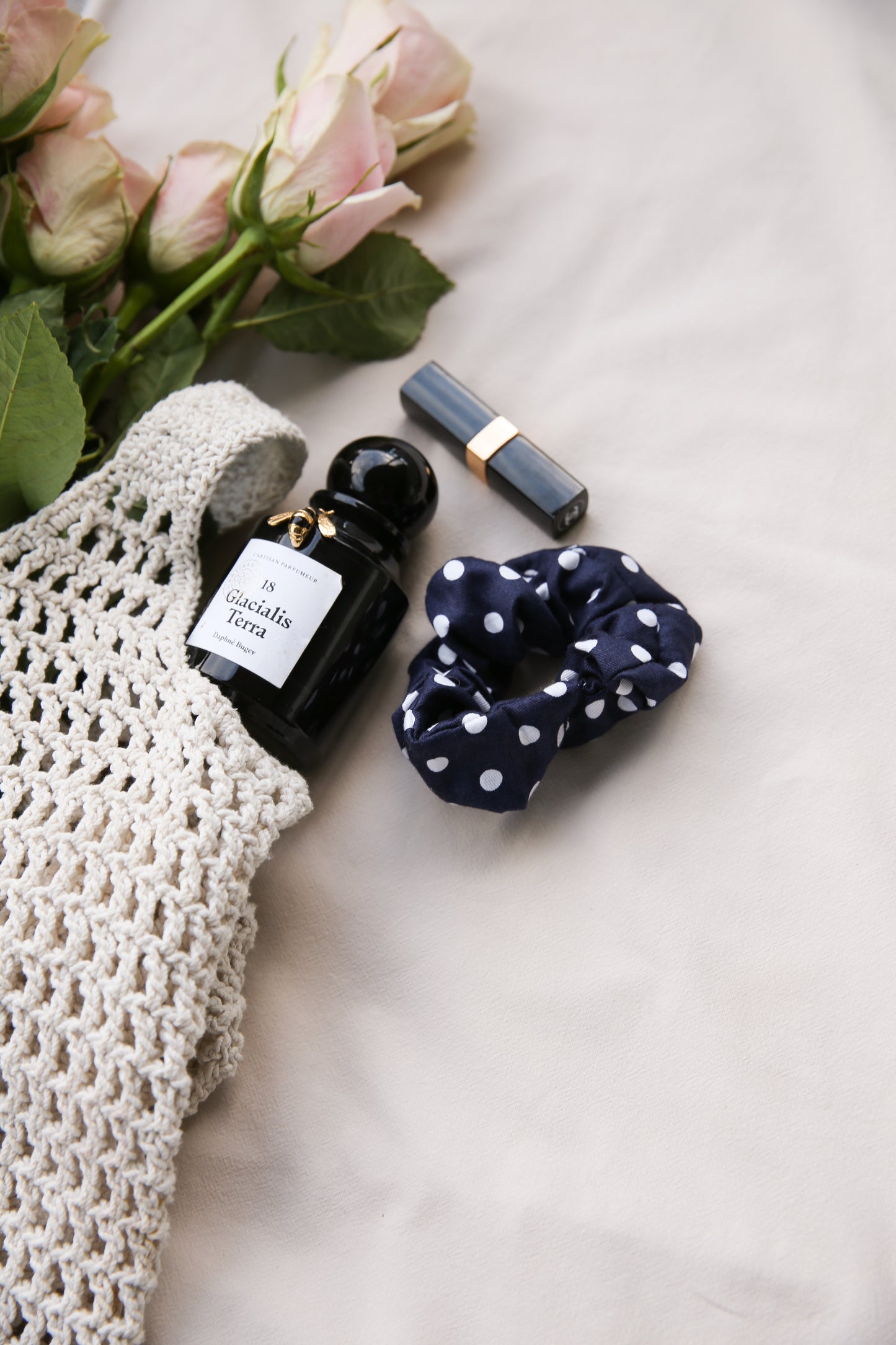 Scrunchie - Navy Polka Dot