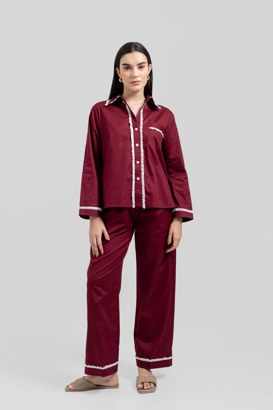 Melie Long Set Burgundy — Wholesale