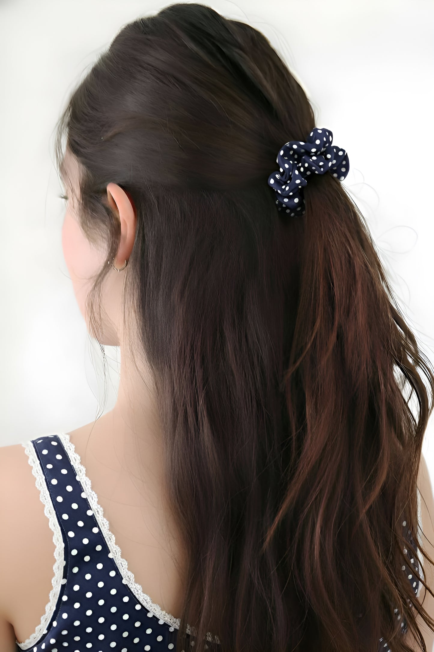 Scrunchie - Navy Polka Dot