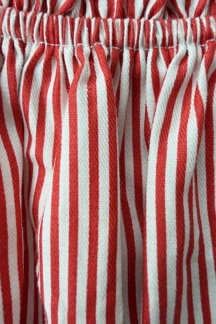 Stella Lounge Set Red lifestyle — women's premium cotton resort lounge set in red stripe