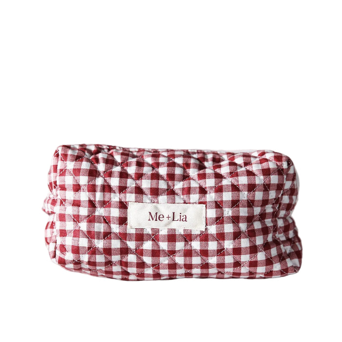Gingham Pink make-up pouch, small