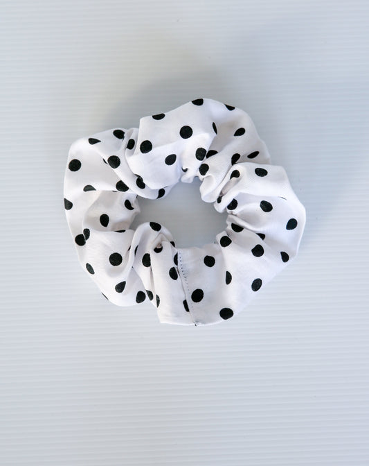 Scrunchie - White Polka Dot