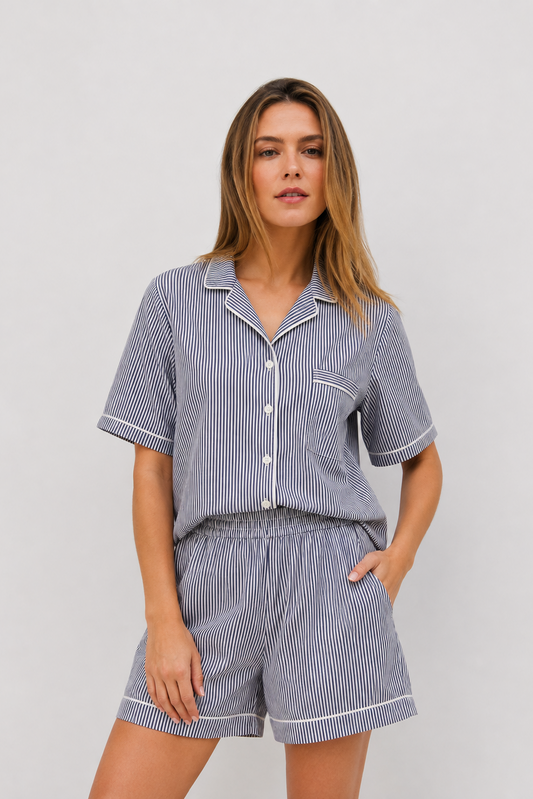 Cecile Short Set Navy — Wholesale