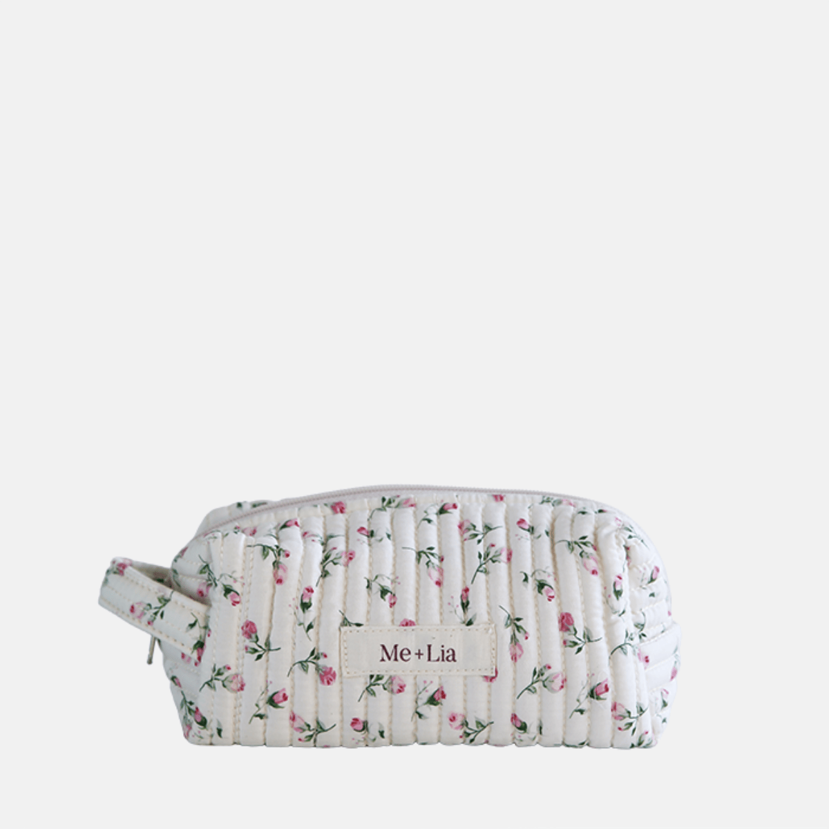 Cloud Rose Make-up Pouch Small — interior of cloud rose floral cotton pouch