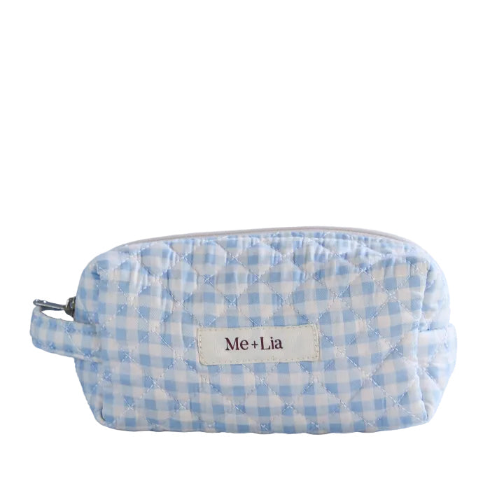 Gingham Blue make-up pouch, both sizes
