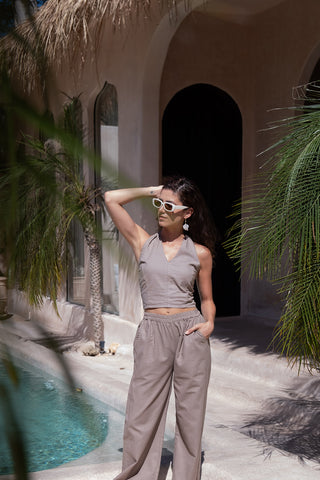 Sustainable Loungewear Lola Top Set - Taupe