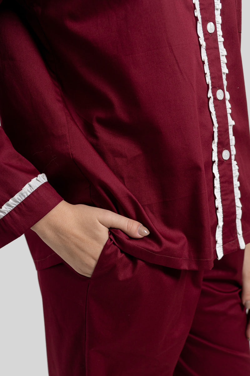 Melie Long Set Burgundy — Wholesale