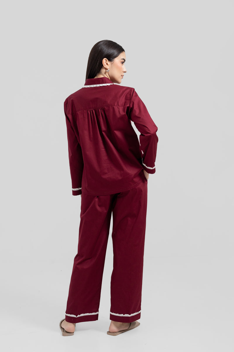 Melie Long Set Burgundy — Wholesale