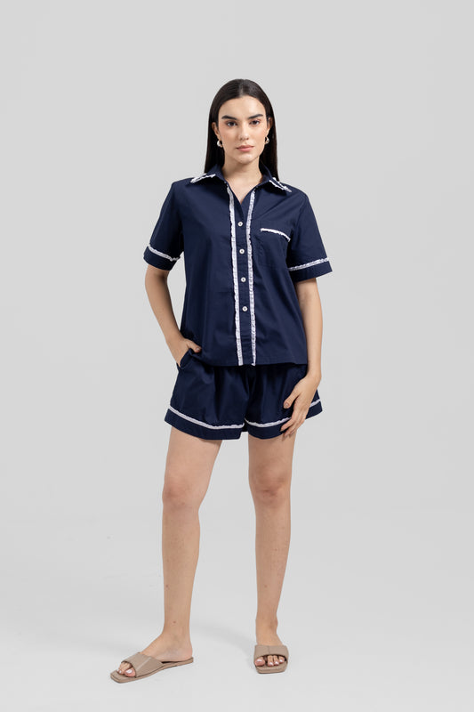 Melie Short Set Navy — Wholesale