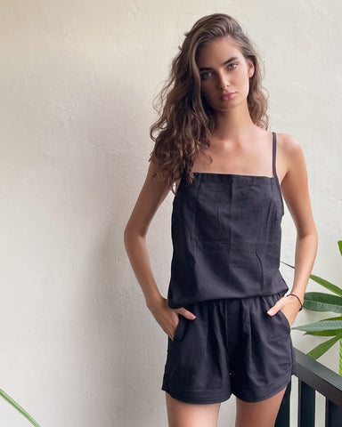 Sustainable Loungewear Mia Top + Shorts SET - Noir