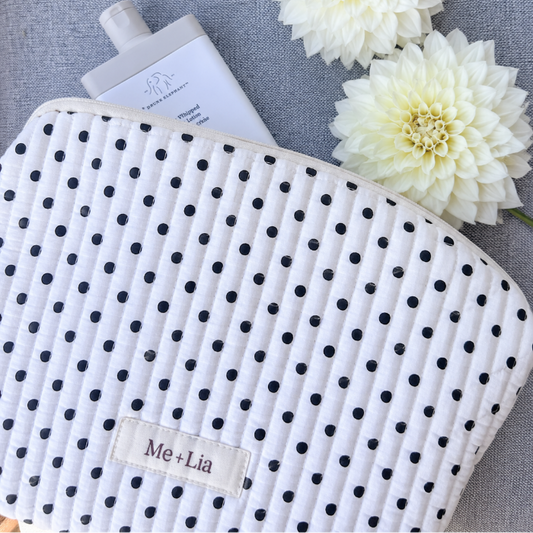 Polkadot Black make-up pouch, large