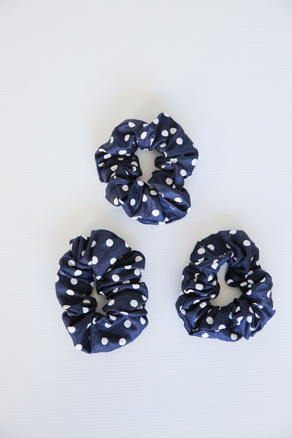 Scrunchie - Navy Polka Dot