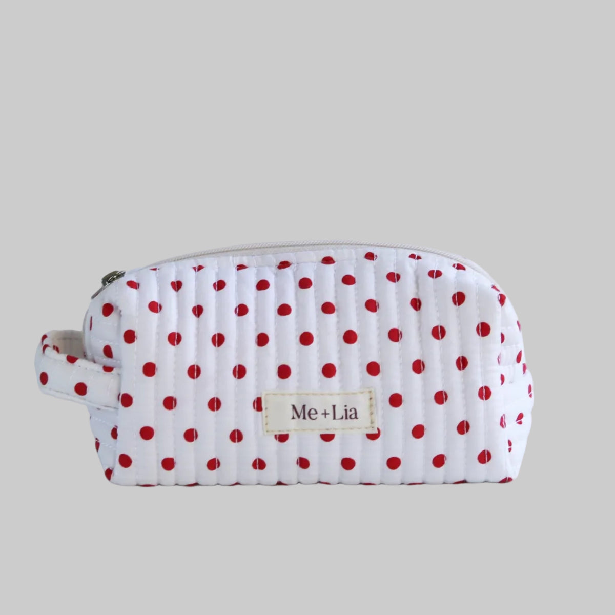 Polkadot Red Make-up Pouch Small — interior of red polka dot cotton pouch
