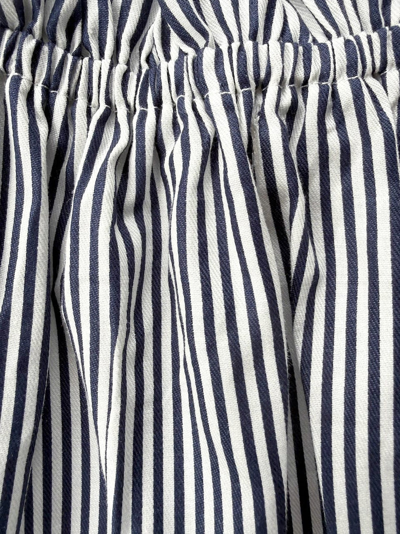 Stella navy fabric and frill collar detail