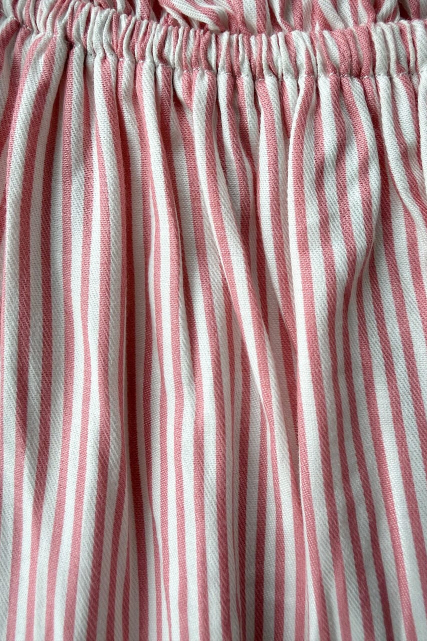 Stella Lounge Set Pink full length — women's pink stripe cotton shorts and camisole set for travel and resort