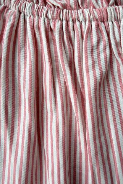 Stella Lounge Set Pink full length — women's pink stripe cotton shorts and camisole set for travel and resort
