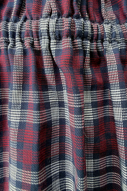 Tassia Plum full length — women's premium cotton plaid midi dress in plum with deep side pockets and A-line skirt