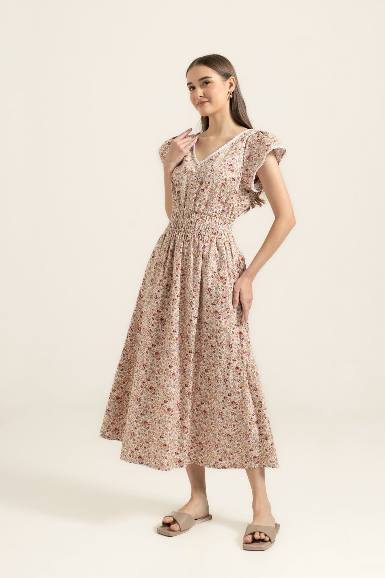 lia floral midi dress Lia Dress M / WHITE-NUDE