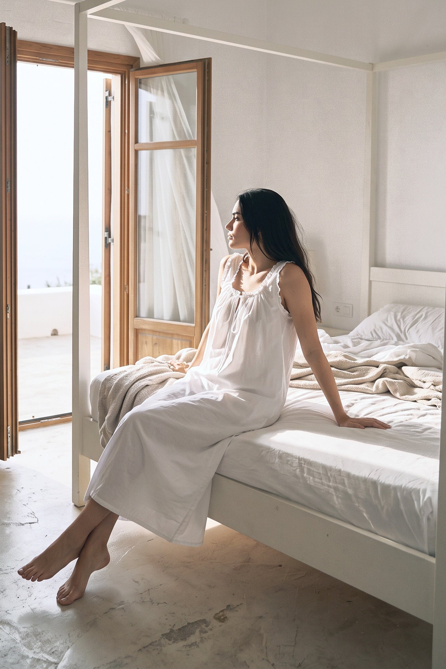 Eva Long Nightie White