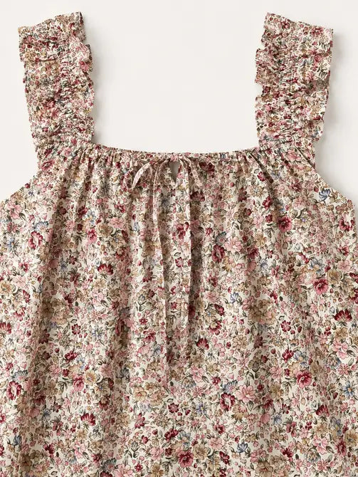 Elodie Lounge Set Wild Flower — frilled strap top flat lay